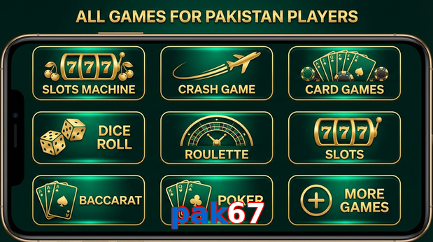 Main screen of Pak67 games page for PK players